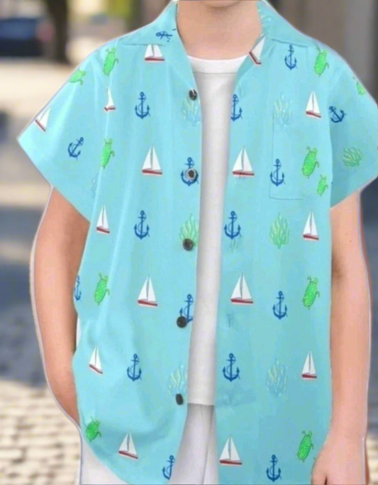 Boys Hawaiian Turtle Rayon Shirt