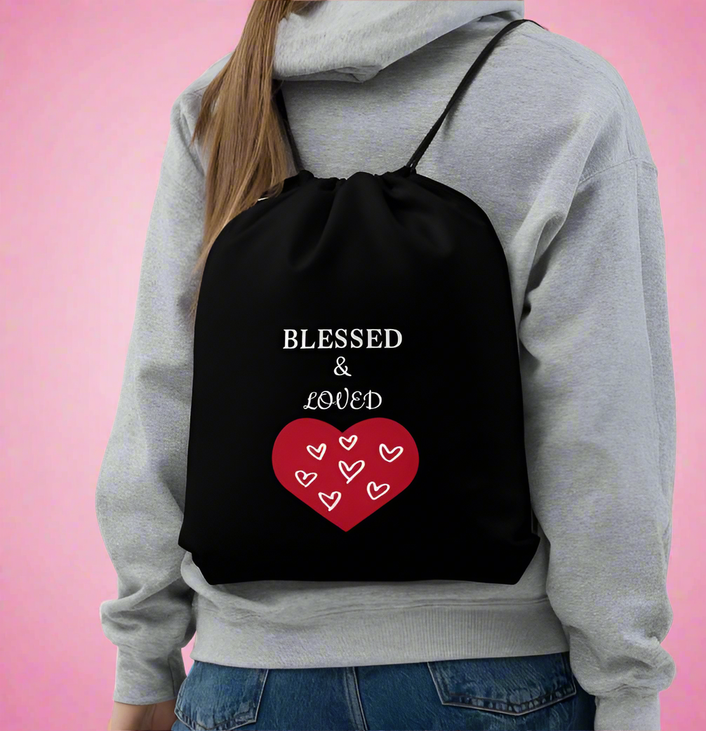 Blessed & Loved Drawstring Bag