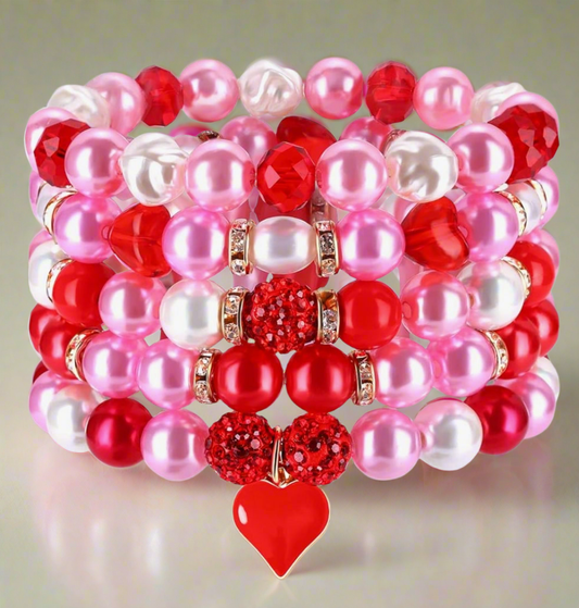 5 Stacking Beaded Valentine Bracelets