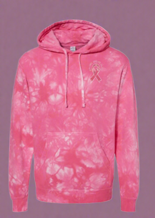 NO ONE FIGHTS ALONE PINK TIE DYE HOODIE SWEATSHIRT