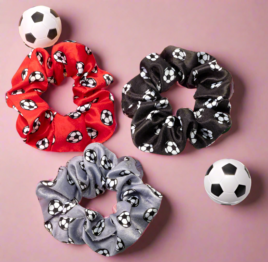 Velvety Soccer Hair Scrunchies (8 Count)