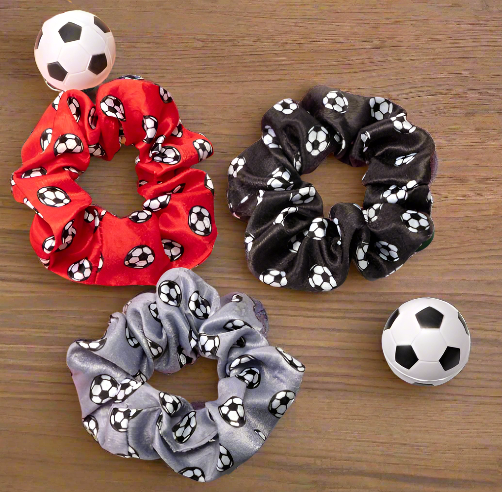 Soccer Velvet Hair Scrunchies (8 Count)