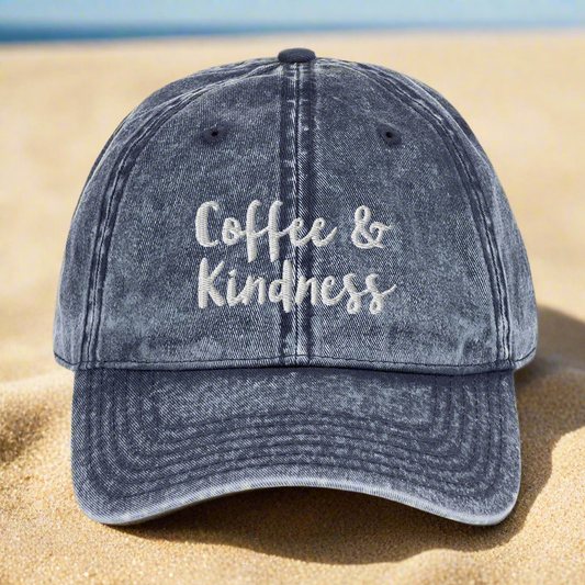 Coffee & Kindness Denim Hat - On the Go with Princess O