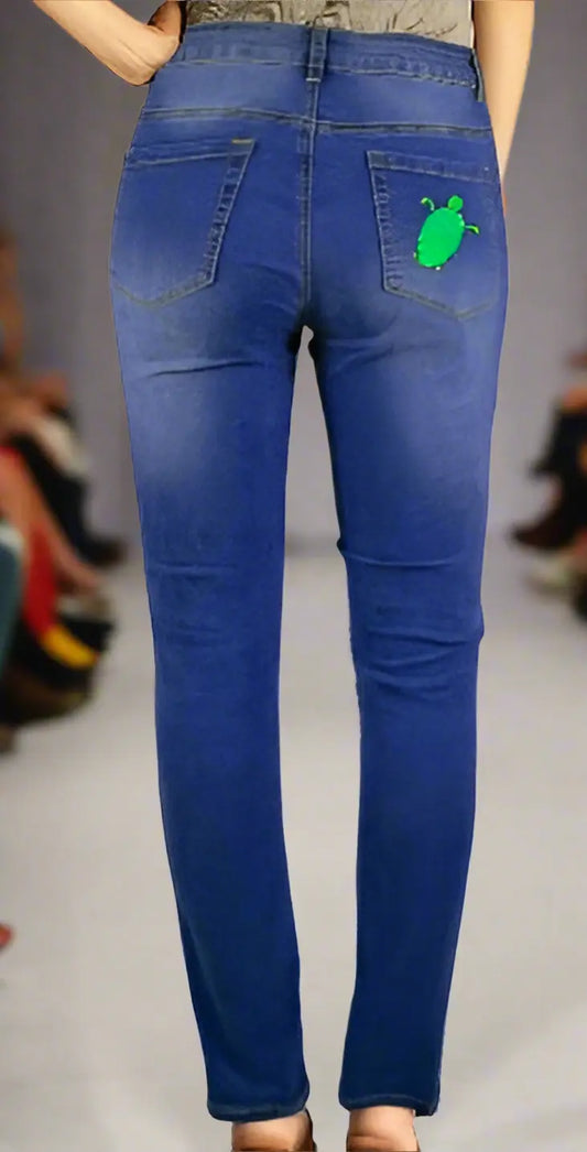 Women's Button fly Stretchy Turtle Skinny Jeans On the Go with Princess O