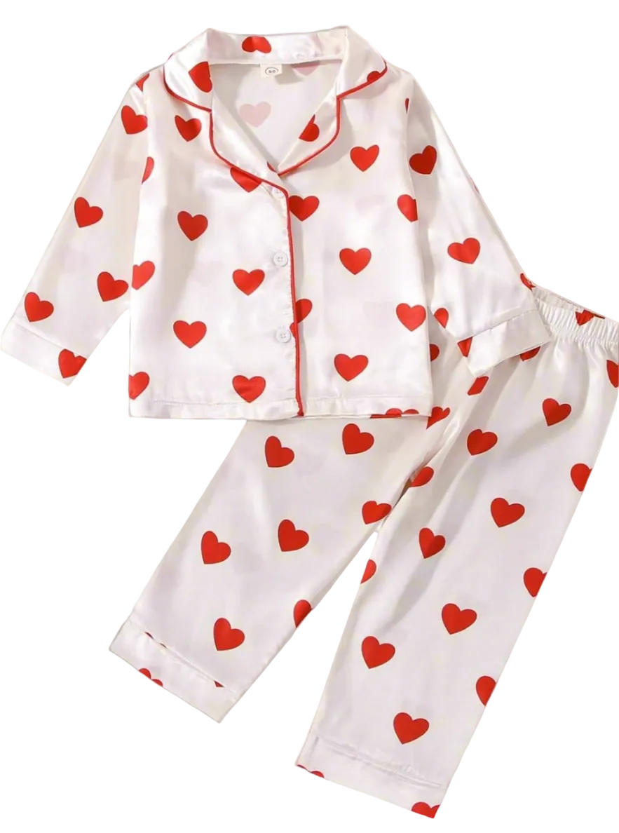 Satin Heart Pajamas for Toddlers On the Go with Princess O