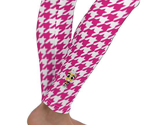 Pink Queen Bee Houndstooth Leggings