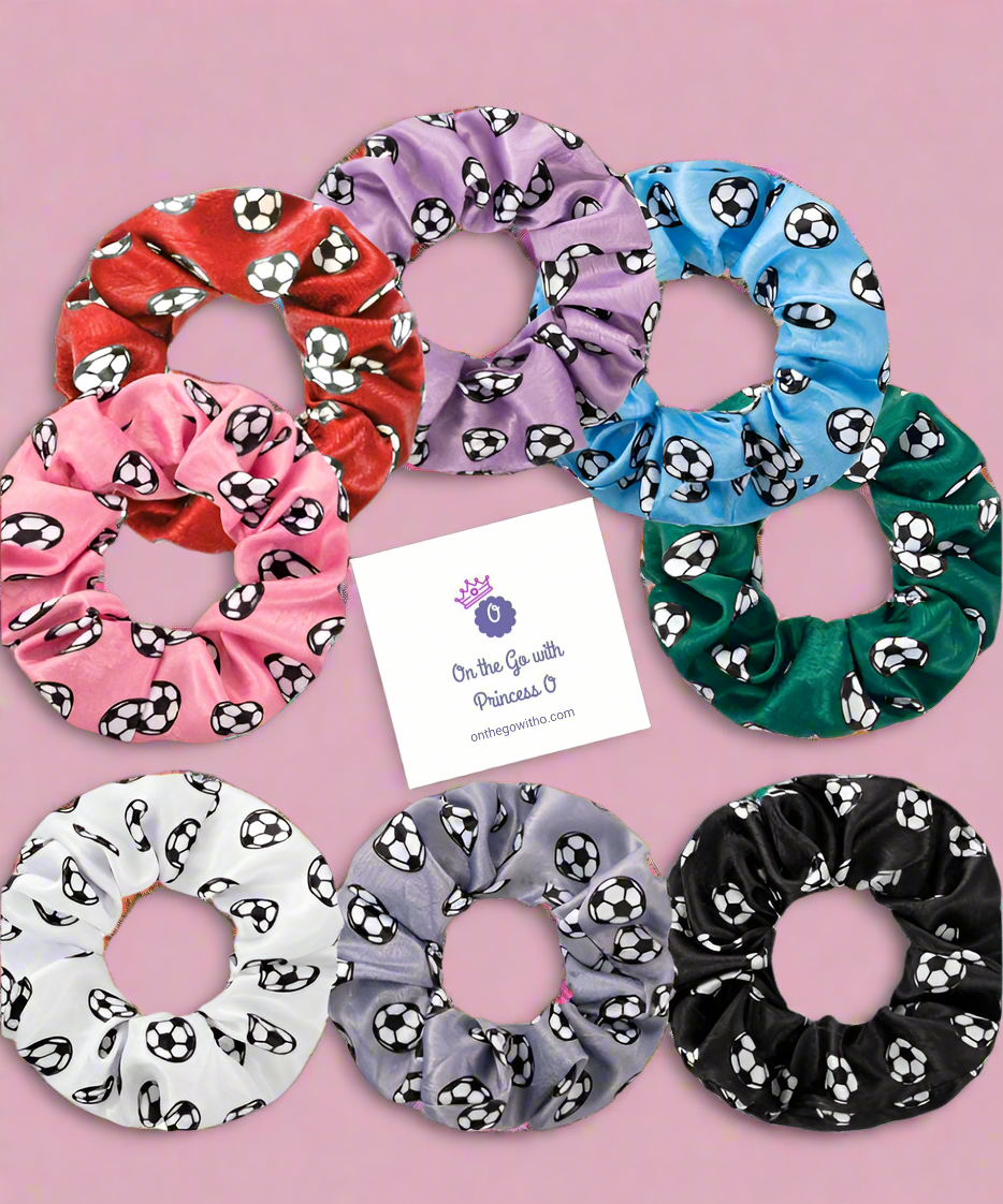 Soccer Velvet Hair Scrunchies (8 Count)