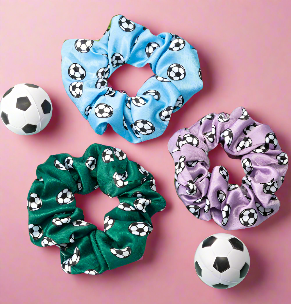 Velvety Soccer Hair Scrunchies (8 Count)