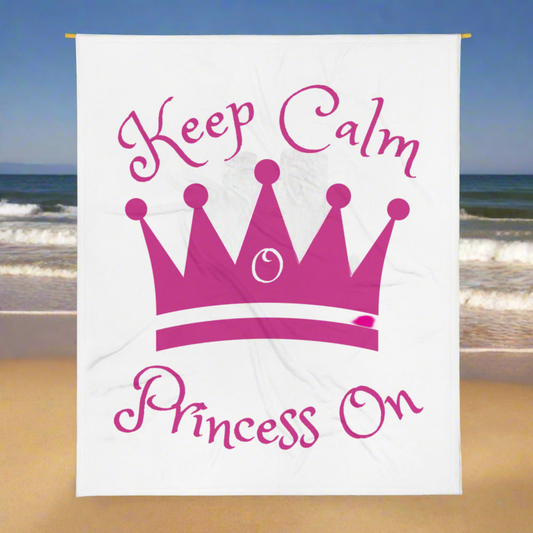 Keep Calm Princess On Beach Blanket 5ft x 4ft