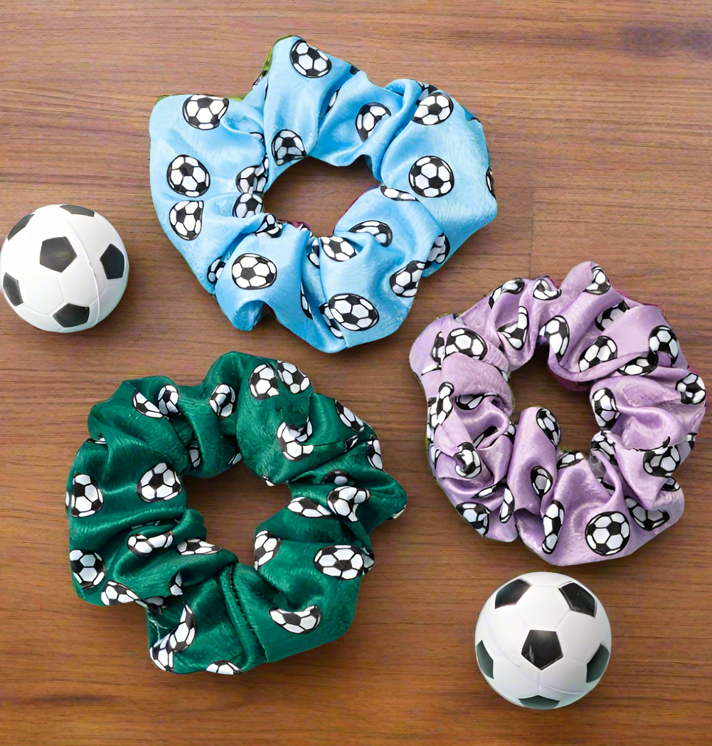 Soccer Velvet Hair Scrunchies (8 Count)