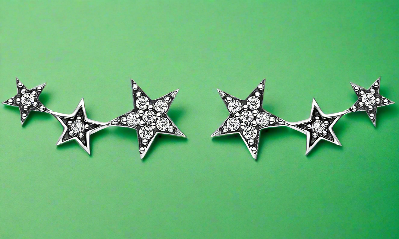 Sterling Silver 925 Falling Star Studs