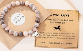 Natural Stone Horse Girl Charm Bracelet