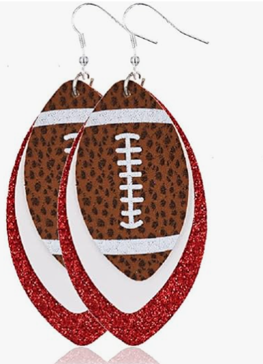 Lightweight Glitter Leather Football Earrings