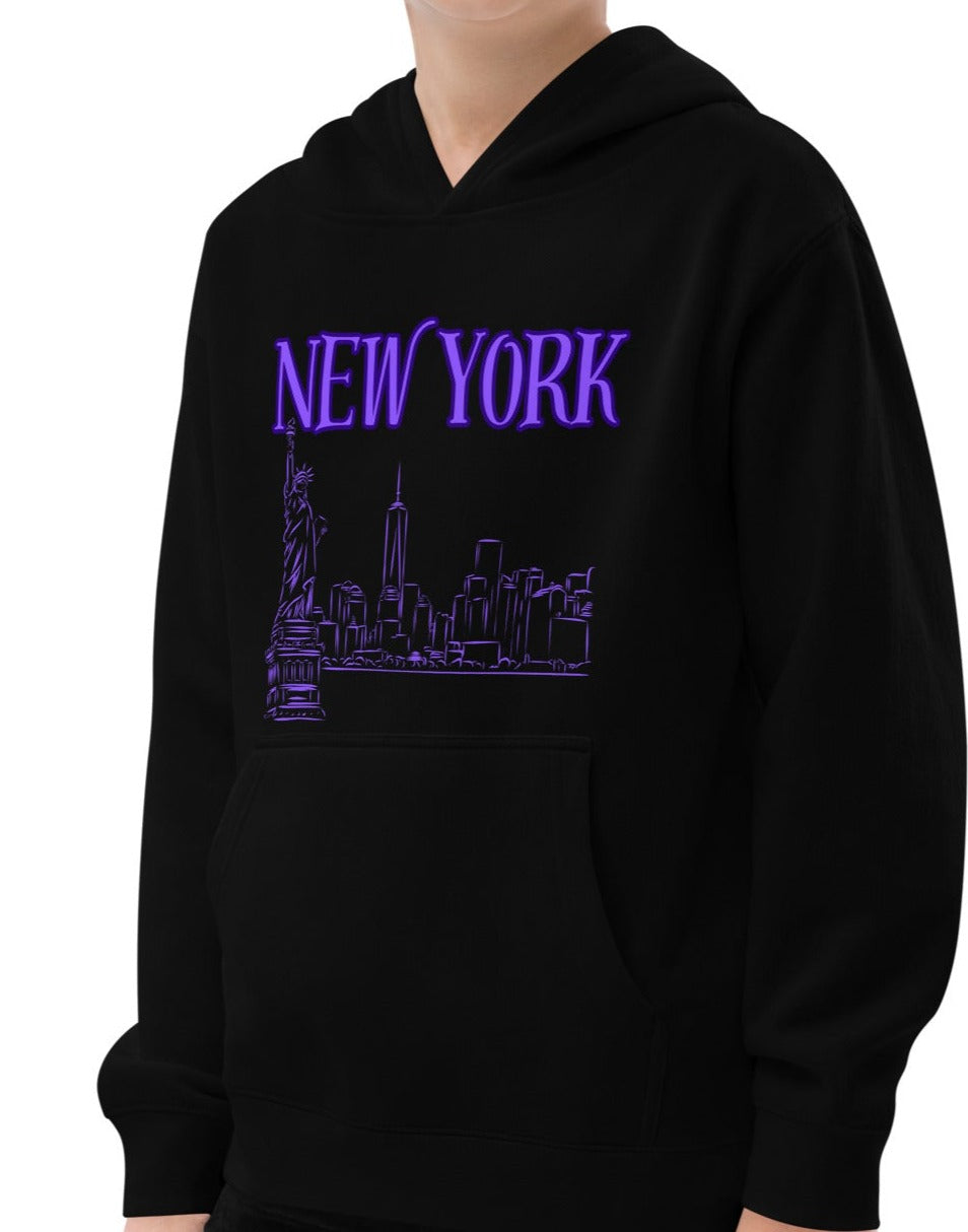 Kids New York Skyline Pull Over Fleece Hoodie