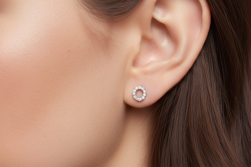 Signature O's .925 Sterling Silver Rhinestone Studs On the Go with Princess O