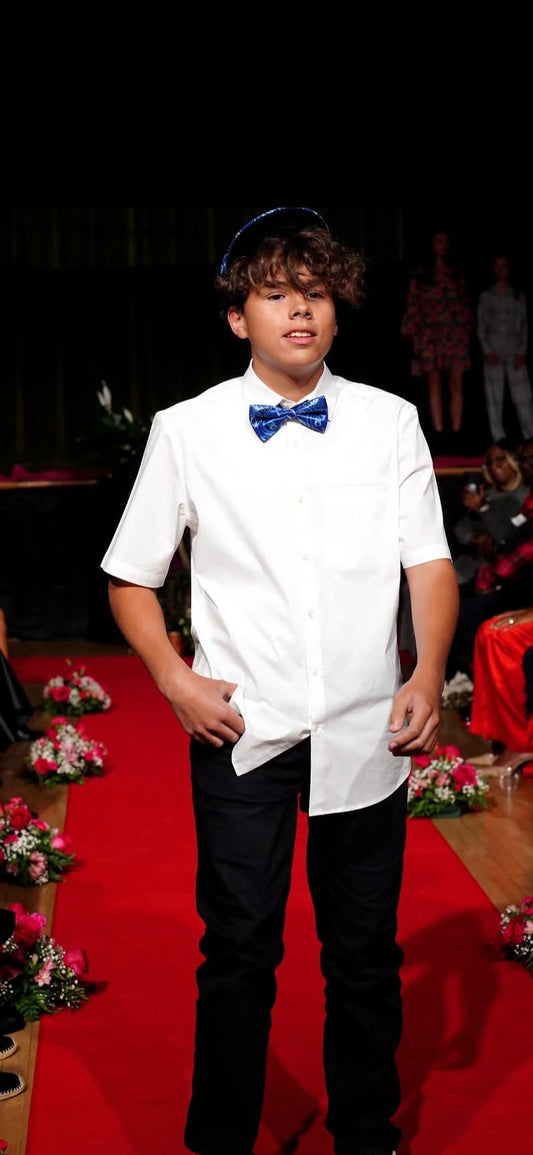 Bro's Squiggly Blue Cap & Bow Tie