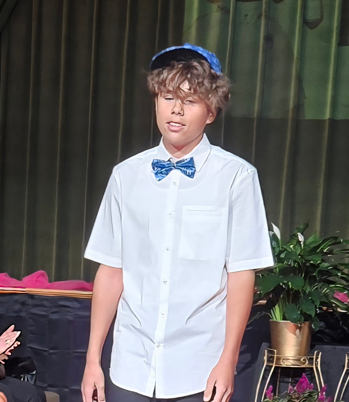 Squiggly Blue Cap & Bow Tie