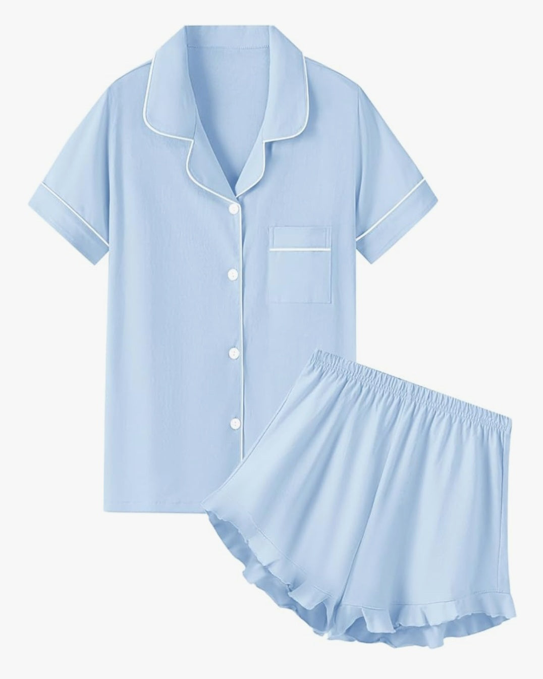 Girl's Two Piece Button Down Ruffle Pajamas