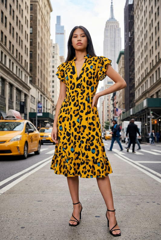 Leopard Butterfly Ruffle Dress - On the Go with Princess O