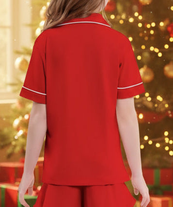 Girl's Two Piece Button Down Ruffle Pajamas