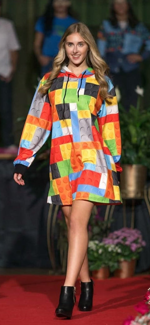 Women's Lego Block Hoodie Dress