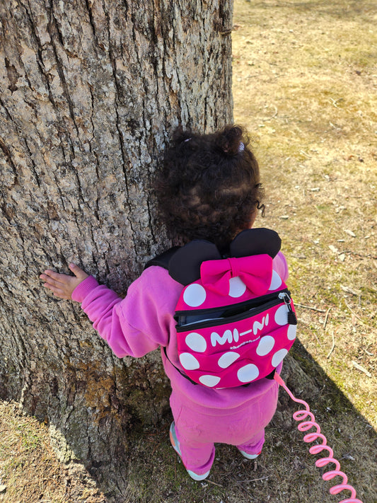 Girls Pink Back Pack with Removeable Safety Leash by Mi-Ni