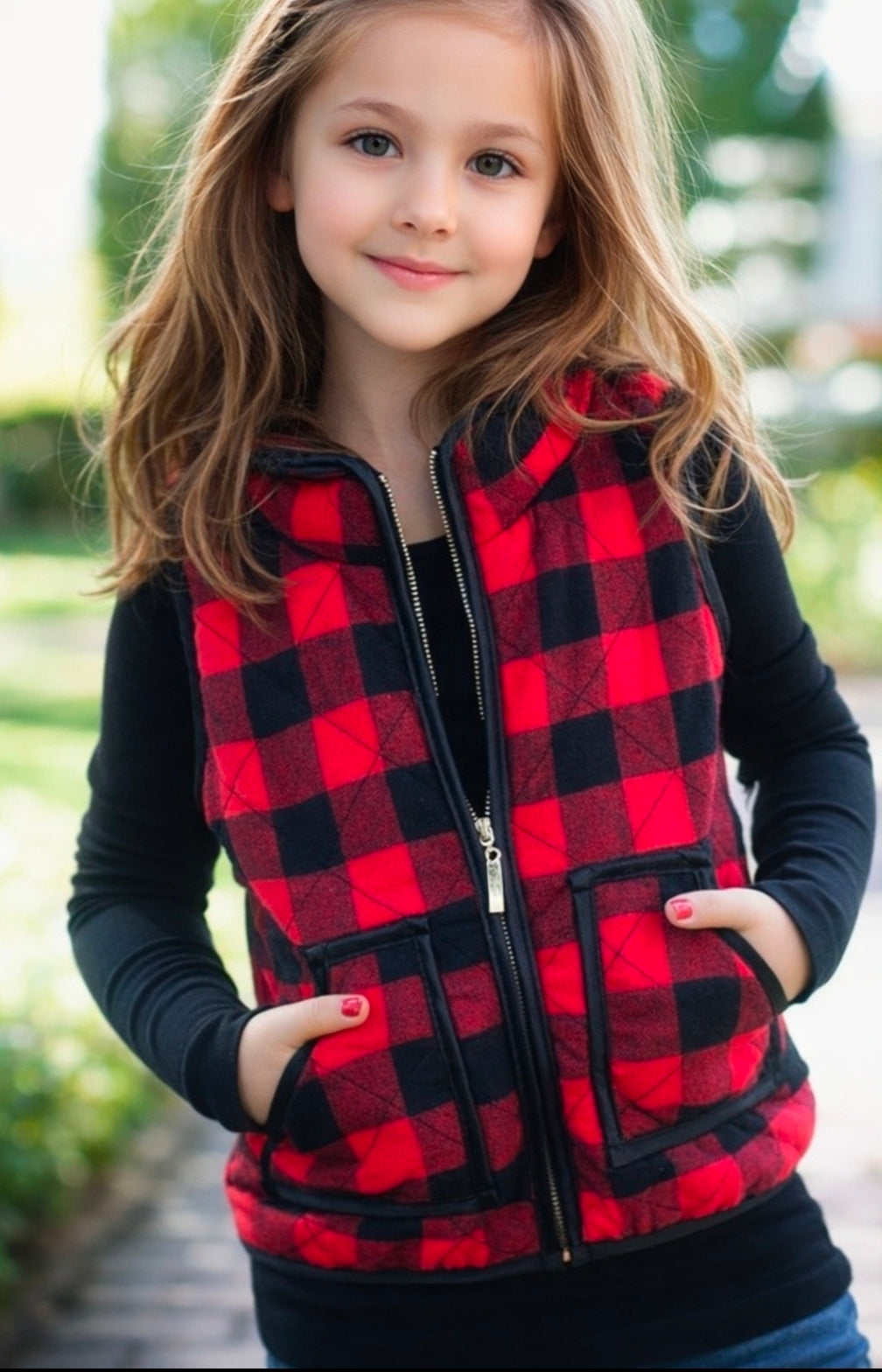 Kid's Red Gingham Quilted - On the Go with Princess O