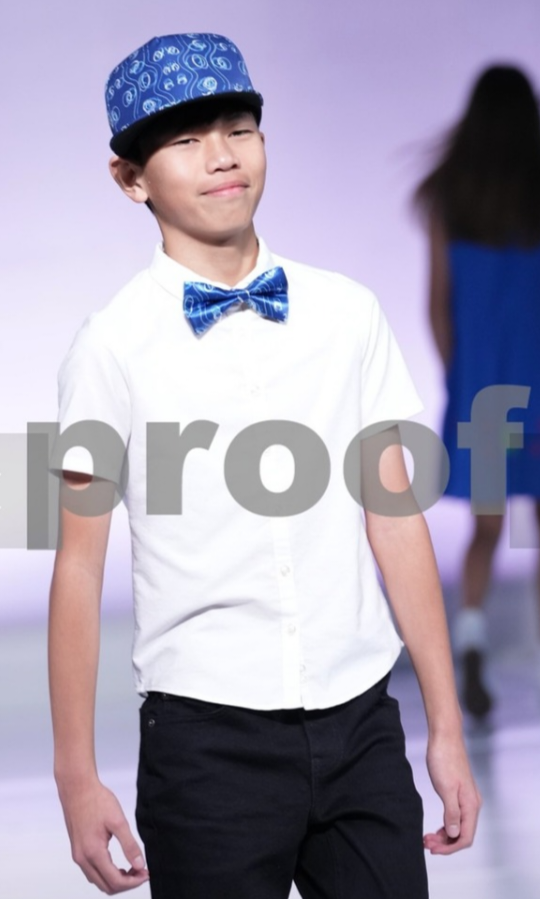 Squiggly Blue Cap & Bow Tie