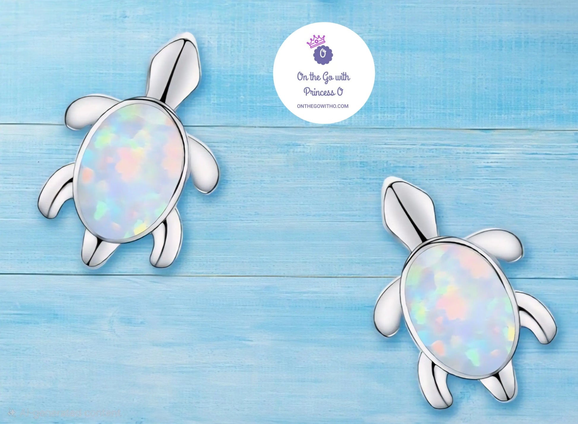 925 Sterling Silver Opal Turtle Post Earrings On the Go with Princess O