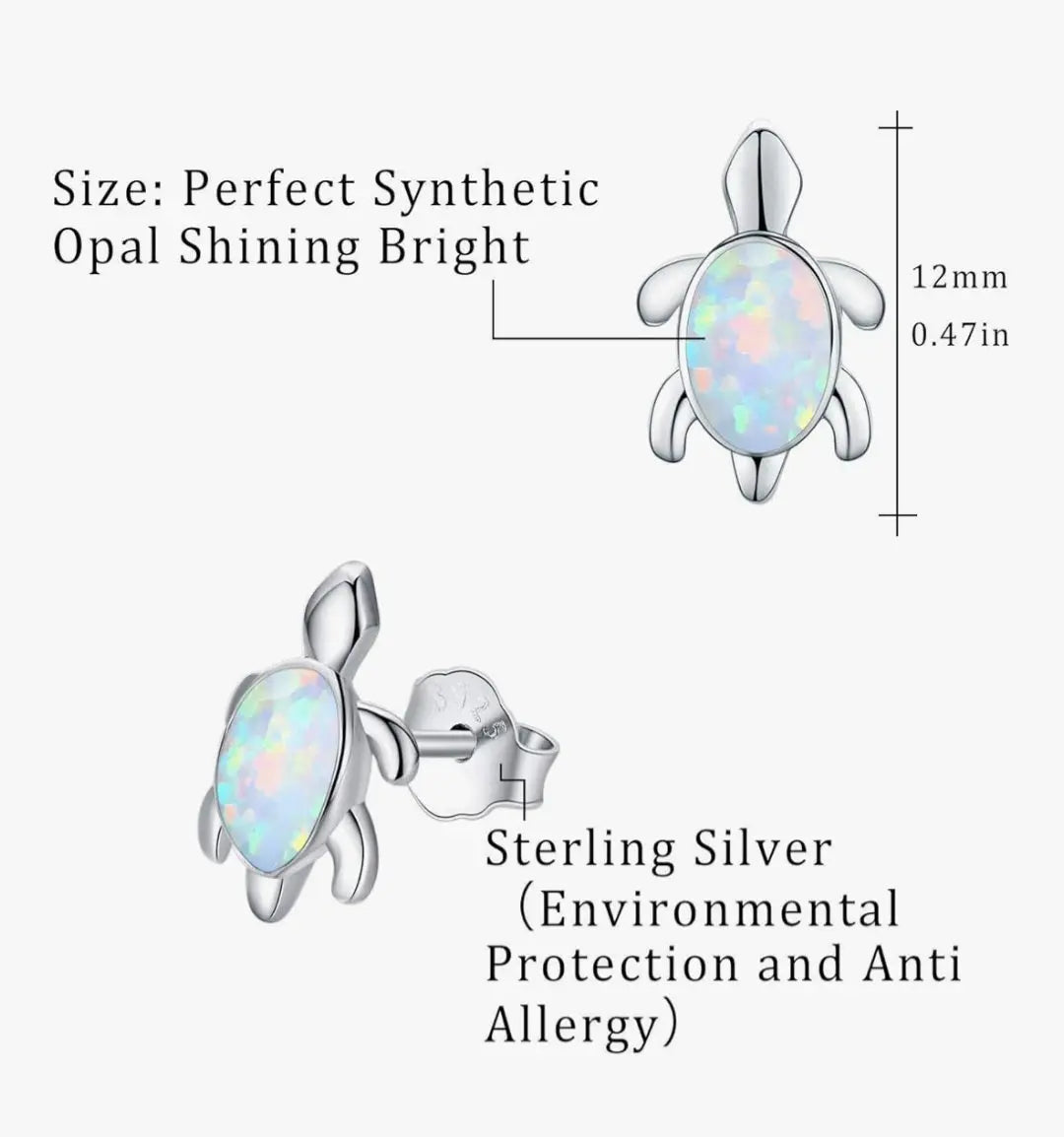 925 Sterling Silver Opal Turtle Post Earrings On the Go with Princess O