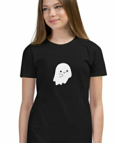 Marshmallow Ghost Black Tee - On the Go with Princess O