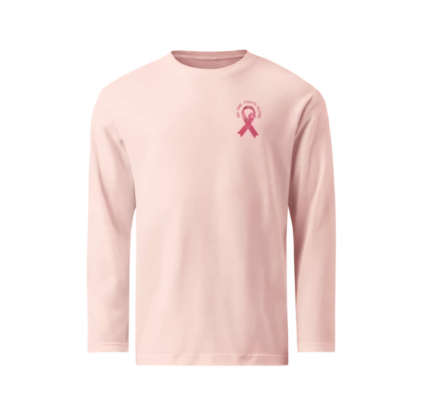NO ONE FIGHTS ALONE DARK/LIGHT PINK LONG SLEEVE TEE