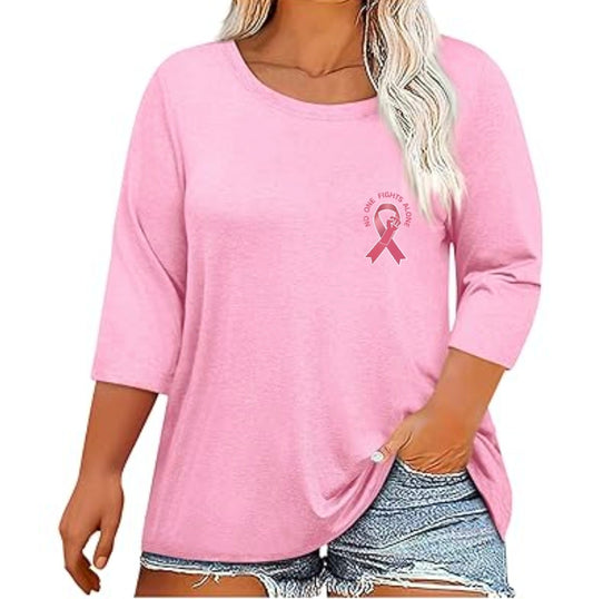 NO ONE FIGHTS ALONE PINK LONG SLEEVE TEE