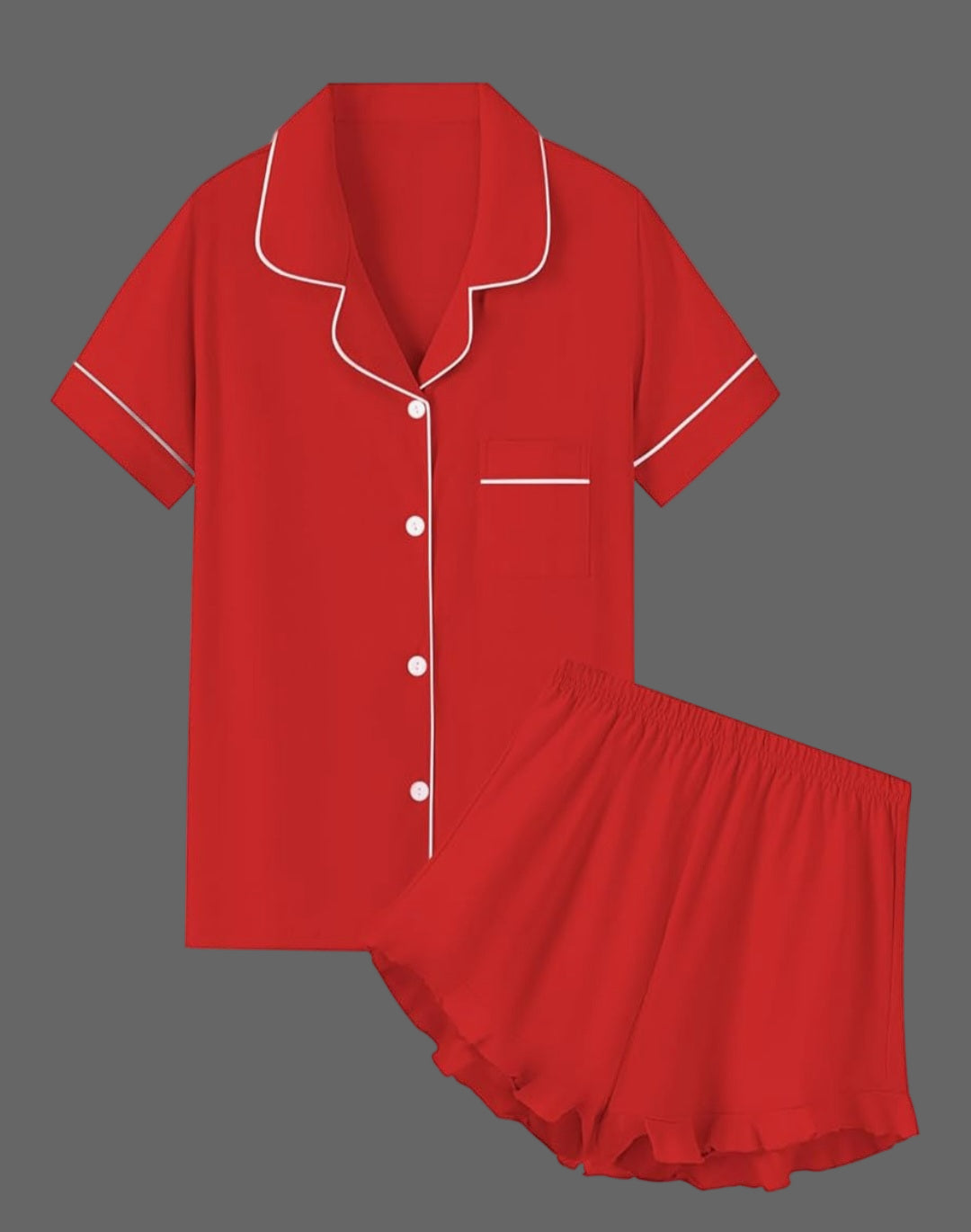 Girl's Two Piece Button Down Ruffle Pajamas