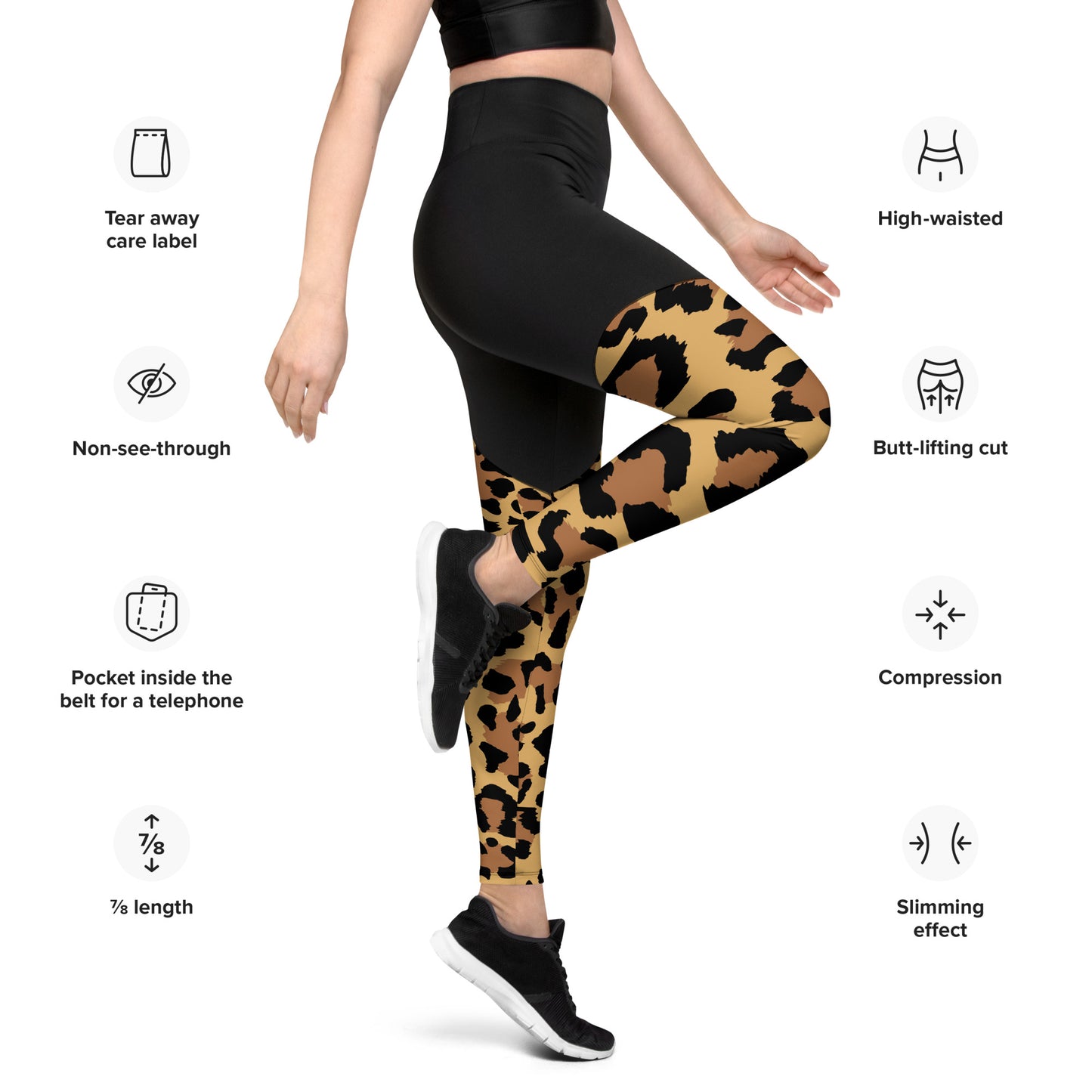 Leopard Print Womens Sports Leggings - On the Go with Princess O