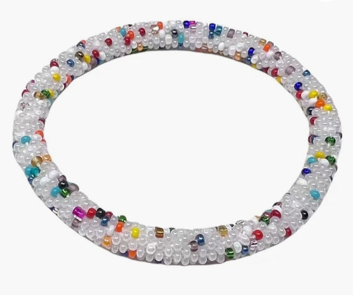 Rainbow Glass Beaded Nepal Bracelet - On the Go with Princess O