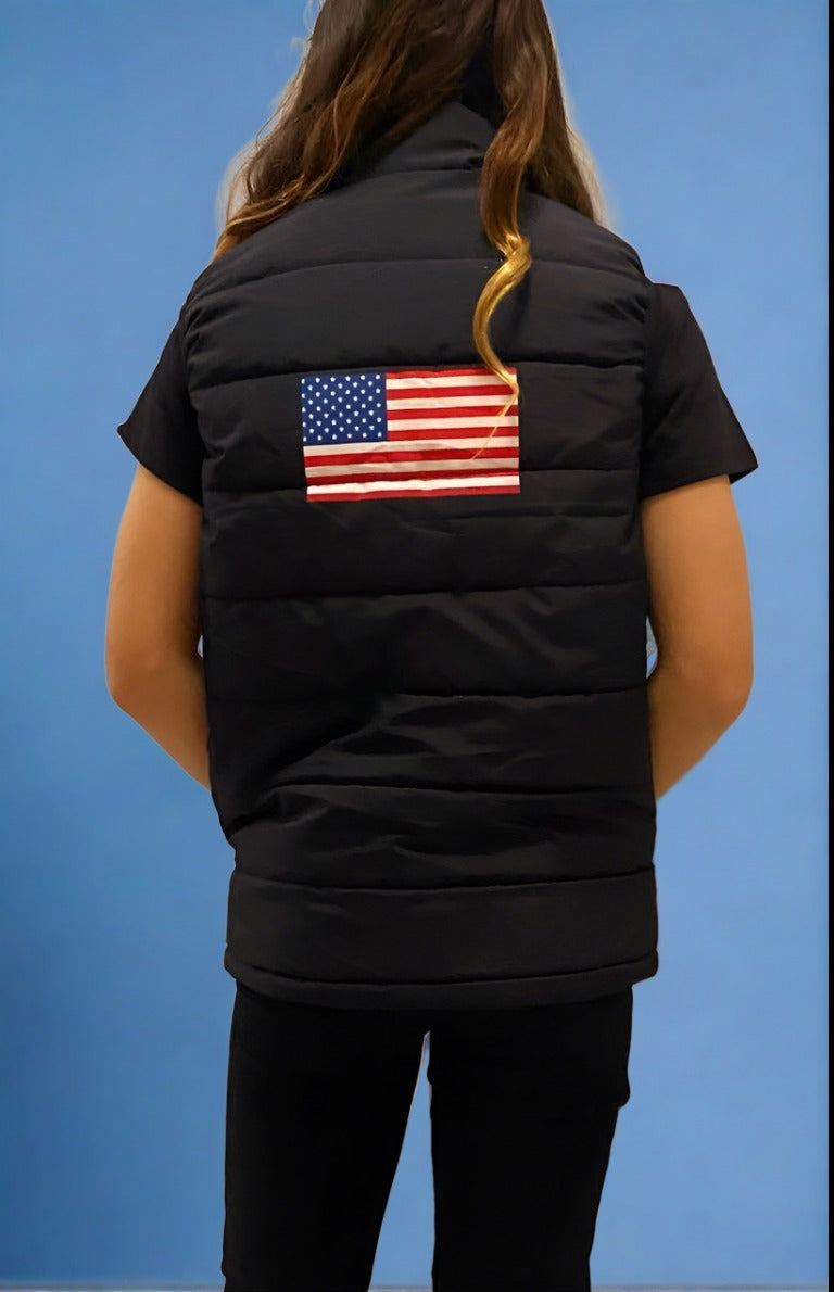 Digital Camo Flag Quilted Puffer Vest - On the Go with Princess O