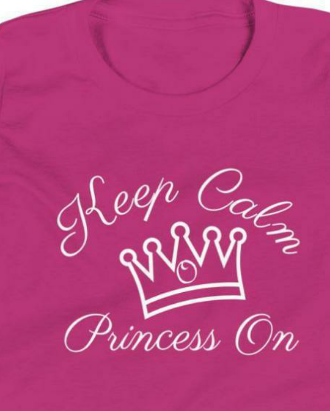 Keep Calm Princess On Girls Cotton Tee - On the Go with Princess O