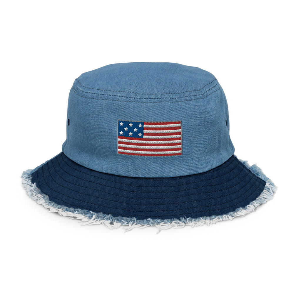 American Flag Denim Fringe Hat