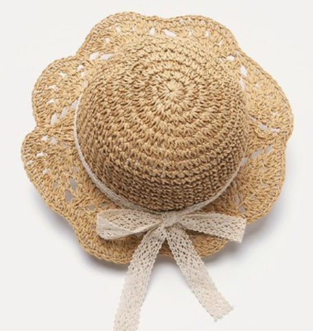 Organic Straw Cotton Lace Floppy Hat 10-24M - On the Go with Princess O