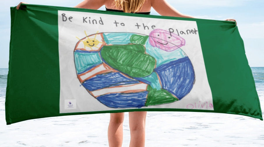 Be Kind to the Planet Large Beach Towel 30x60 in - On the Go with Princess O