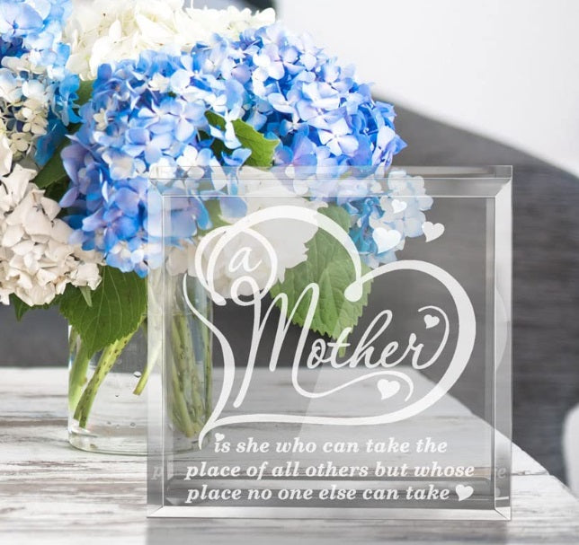 Engraved Beveled Paperweight for Mom